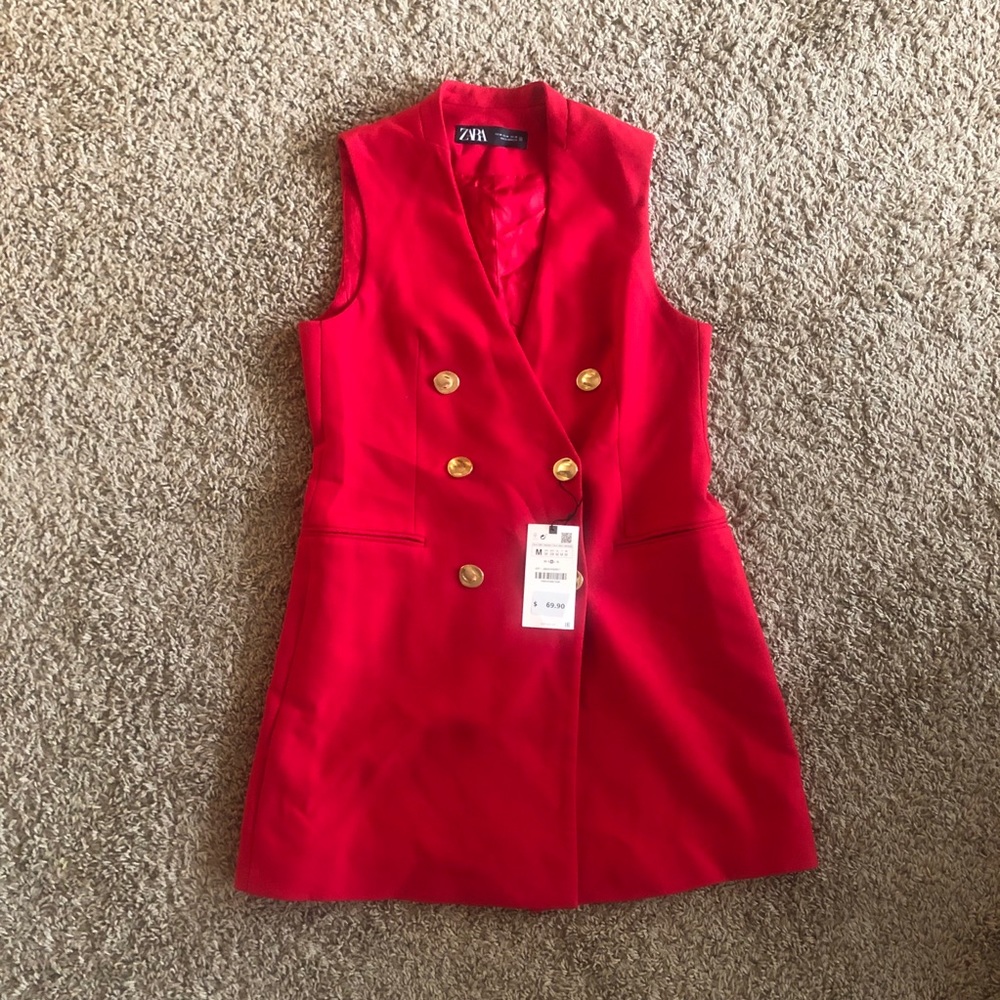 NWT Zara Red Vest Dress - Size M